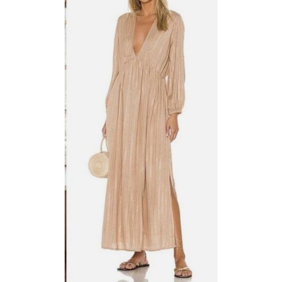 REVOLVE Dresses & Skirts - Revolve Sundress Chicago Long Roma Cafe Au Lait Maxi Tan Gold Dress Sz Xs/S